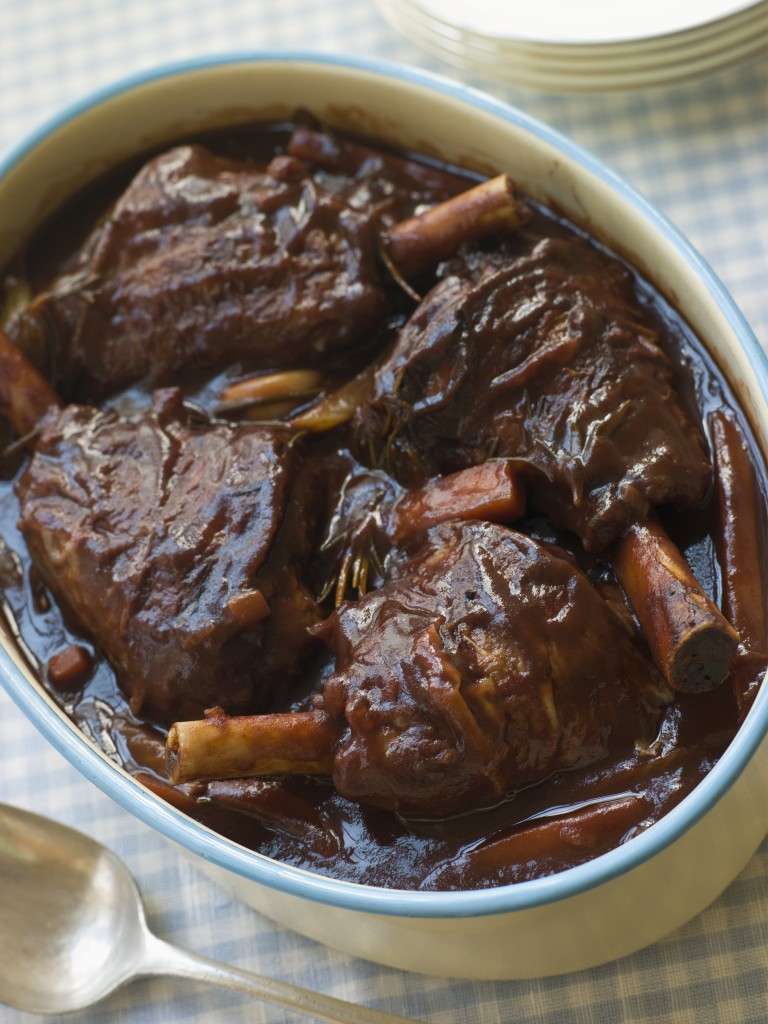 Spring Lamb Shanks braised in Red wine